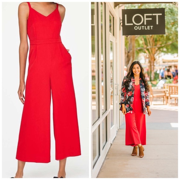 ann taylor red jumpsuit